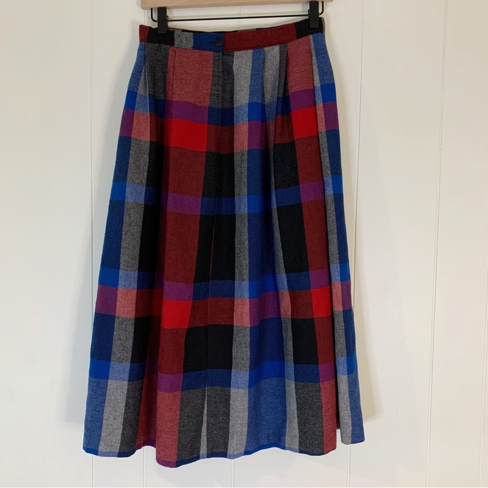 RRRRRuss Russ Togs Vintage Red, Blue, & Black Plaid Wool Skirt M (?)